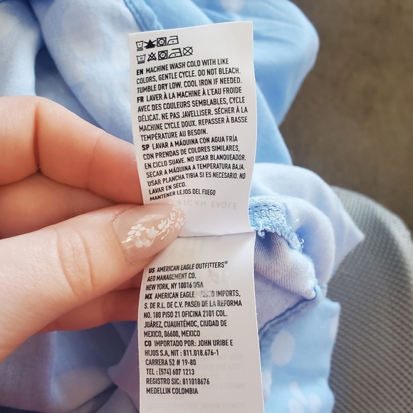 American Eagle Floral Blue Babydoll Dress With Flowy Sleeves Womens Size Small - Picture 4 of 4